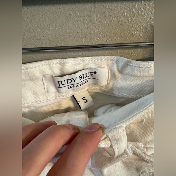 2/$15 Judy Blue Distressed Cream Shorts - Picture 2 of 4